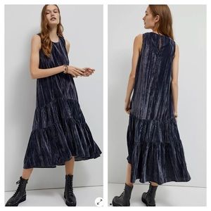 Anthropologie Addison Tiered Velvet Midi Dress by Toving Size 2